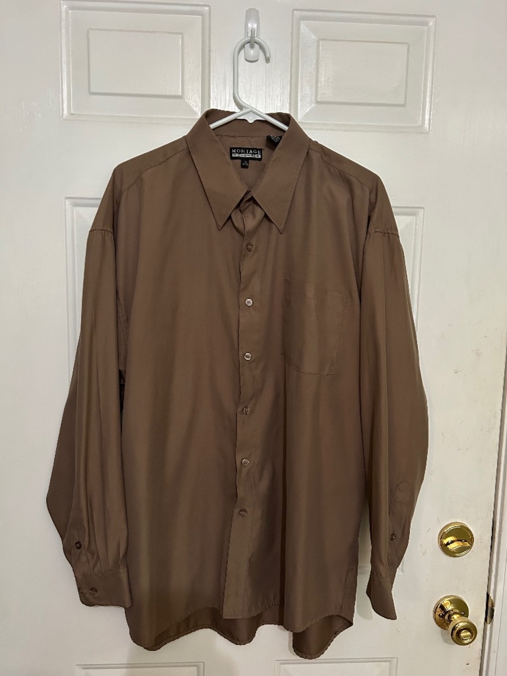Montage Long Sleeve Dress Shirt, 34/35, 18" neck, brown